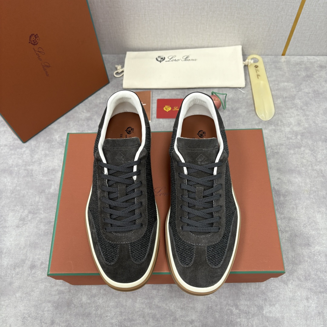 💋💍LP 家新品 LoroPian*/诺悠-翩雅 官方新款男士休闲德训鞋 牛皮拼接板鞋 奢华质感与随性格