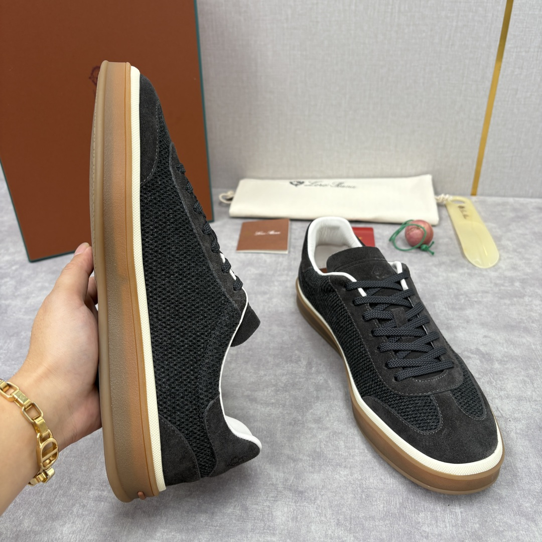 💋💍LP 家新品 LoroPian*/诺悠-翩雅 官方新款男士休闲德训鞋 牛皮拼接板鞋 奢华质感与随性格