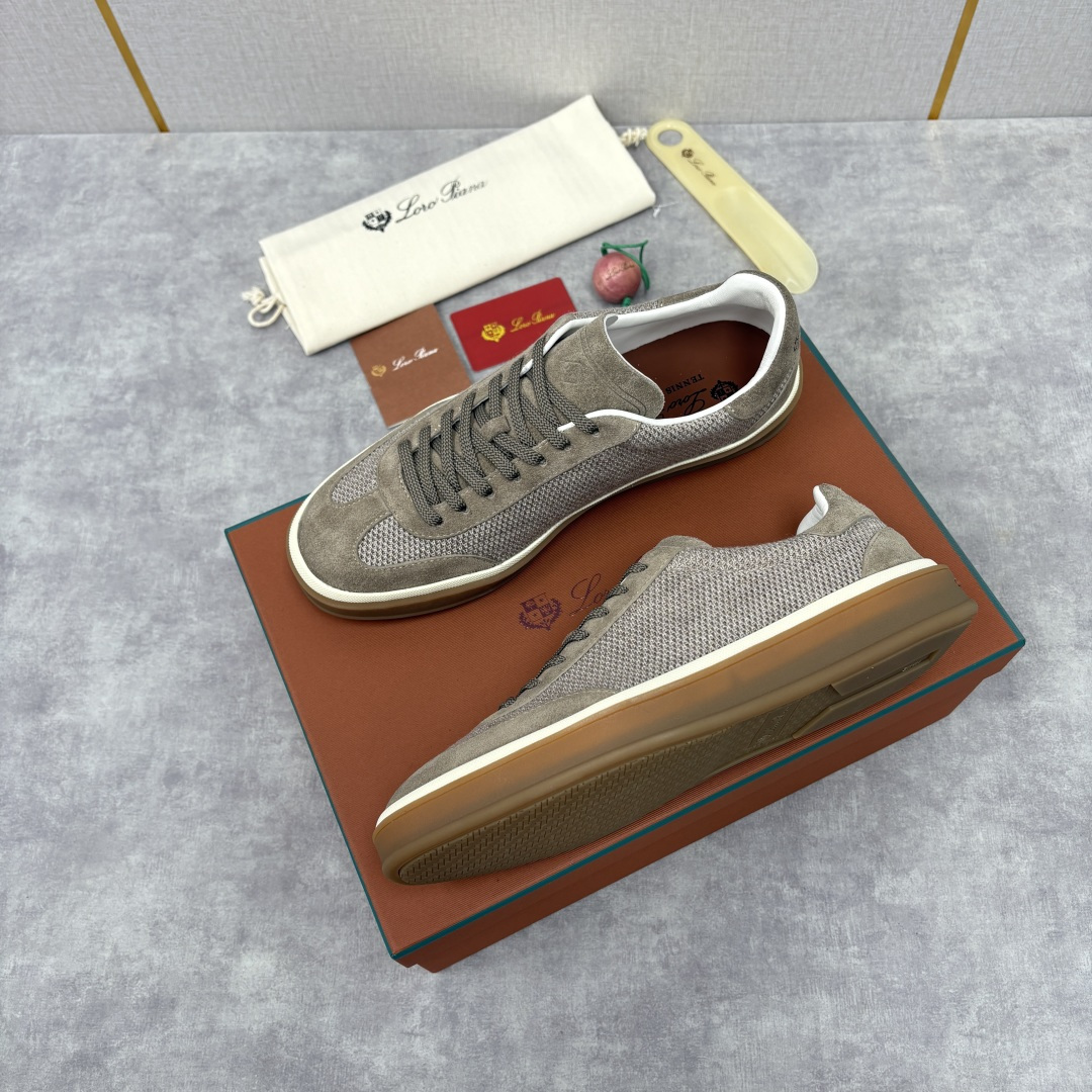 💋💍LP 家新品 LoroPian*/诺悠-翩雅 官方新款男士休闲德训鞋 牛皮拼接板鞋 奢华质感与随性格