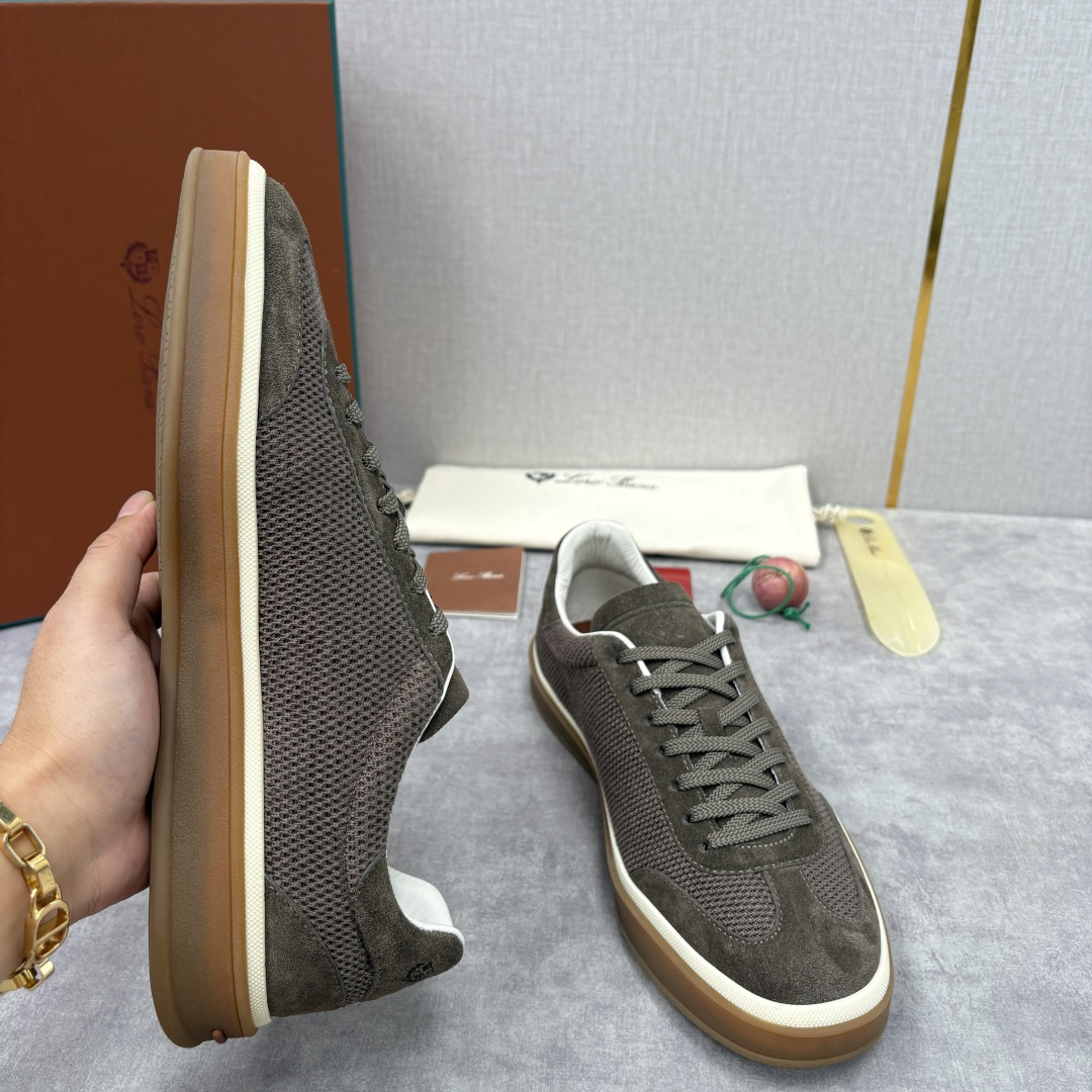 💋💍LP 家新品 LoroPian*/诺悠-翩雅 官方新款男士休闲德训鞋 牛皮拼接板鞋 奢华质感与随性格