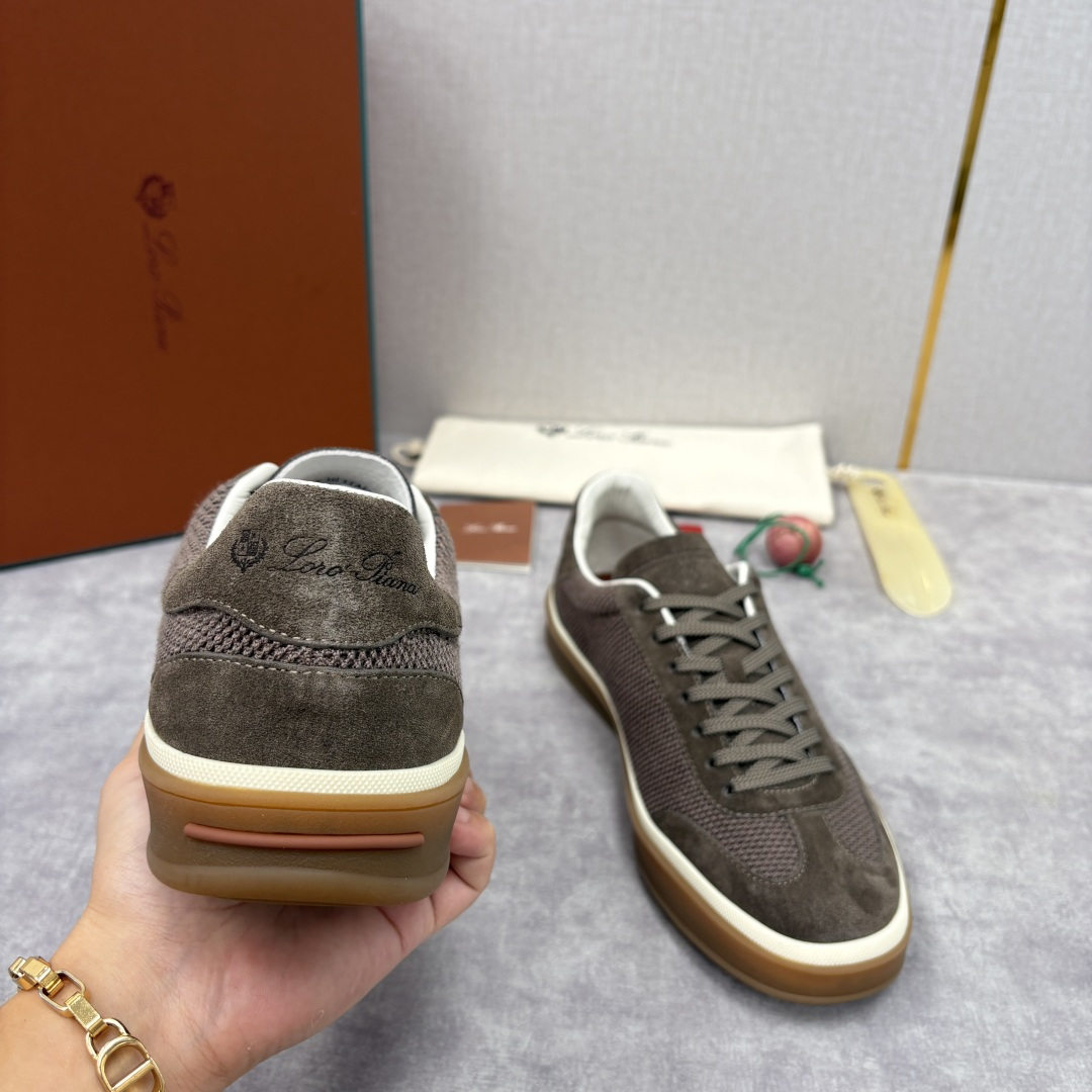 💋💍LP 家新品 LoroPian*/诺悠-翩雅 官方新款男士休闲德训鞋 牛皮拼接板鞋 奢华质感与随性格