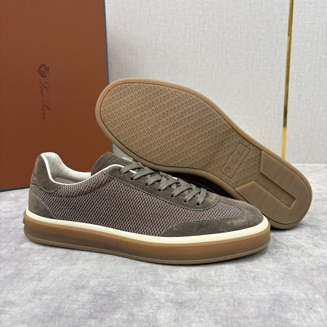 💋💍LP 家新品 LoroPian*/诺悠-翩雅 官方新款男士休闲德训鞋 牛皮拼接板鞋 奢华质感与随性格