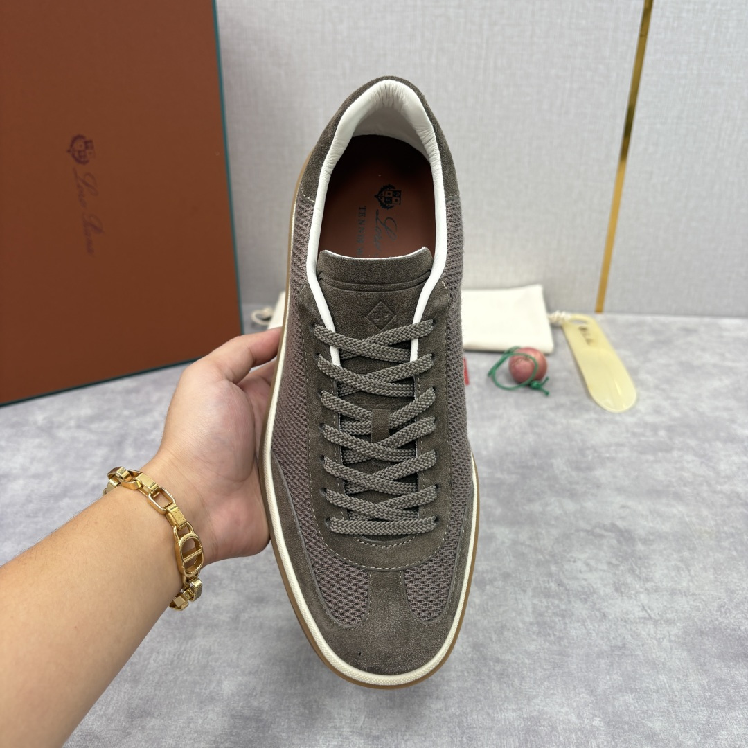 💋💍LP 家新品 LoroPian*/诺悠-翩雅 官方新款男士休闲德训鞋 牛皮拼接板鞋 奢华质感与随性格