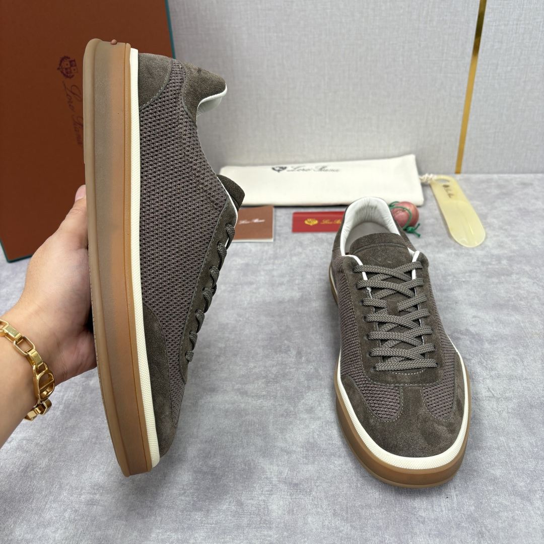 💋💍LP 家新品 LoroPian*/诺悠-翩雅 官方新款男士休闲德训鞋 牛皮拼接板鞋 奢华质感与随性格