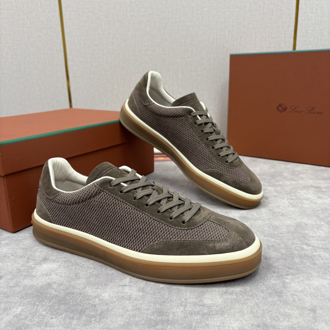 💋💍LP 家新品 LoroPian*/诺悠-翩雅 官方新款男士休闲德训鞋 牛皮拼接板鞋 奢华质感与随性格