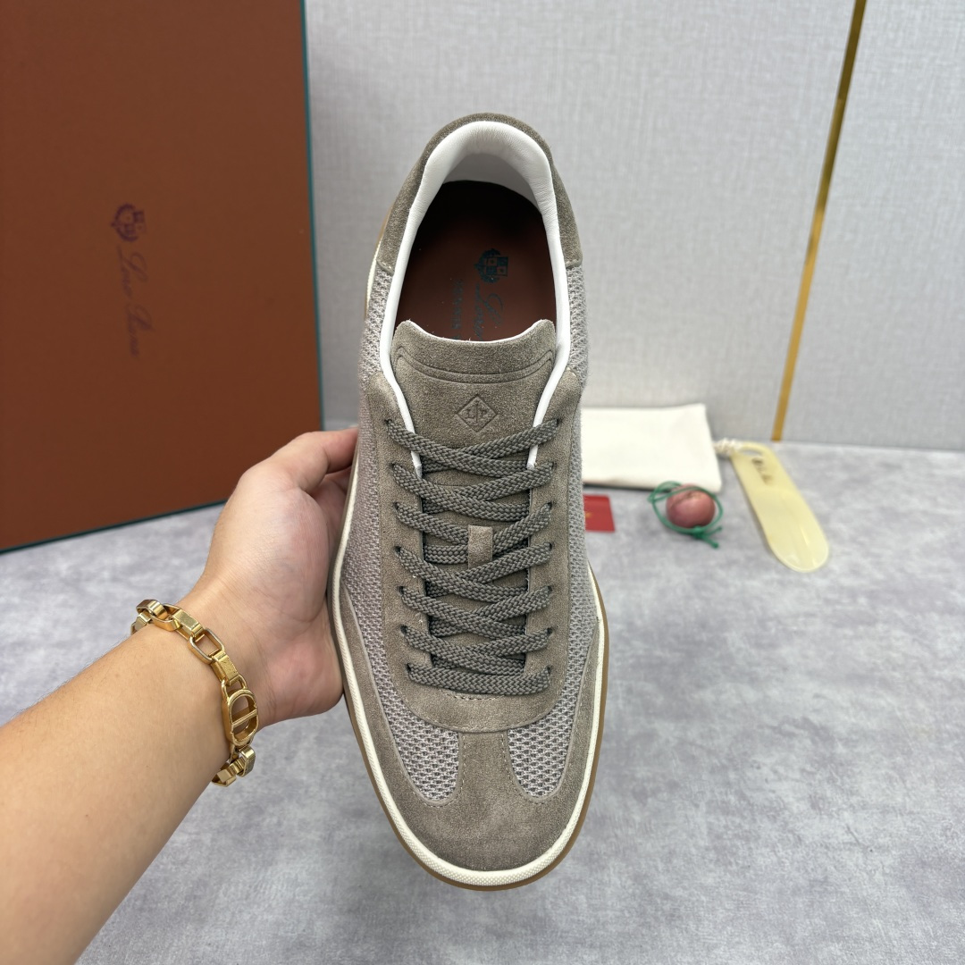 💋💍LP 家新品 LoroPian*/诺悠-翩雅 官方新款男士休闲德训鞋 牛皮拼接板鞋 奢华质感与随性格