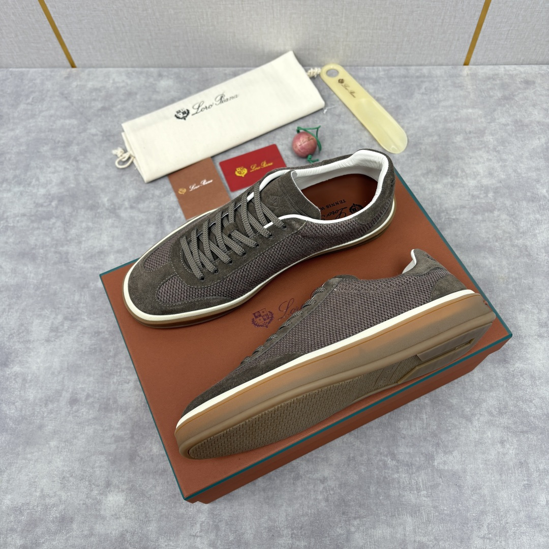 💋💍LP 家新品 LoroPian*/诺悠-翩雅 官方新款男士休闲德训鞋 牛皮拼接板鞋 奢华质感与随性格