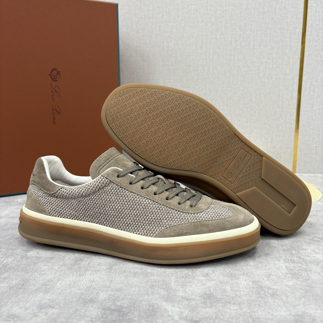 💋💍LP 家新品 LoroPian*/诺悠-翩雅 官方新款男士休闲德训鞋 牛皮拼接板鞋 奢华质感与随性格