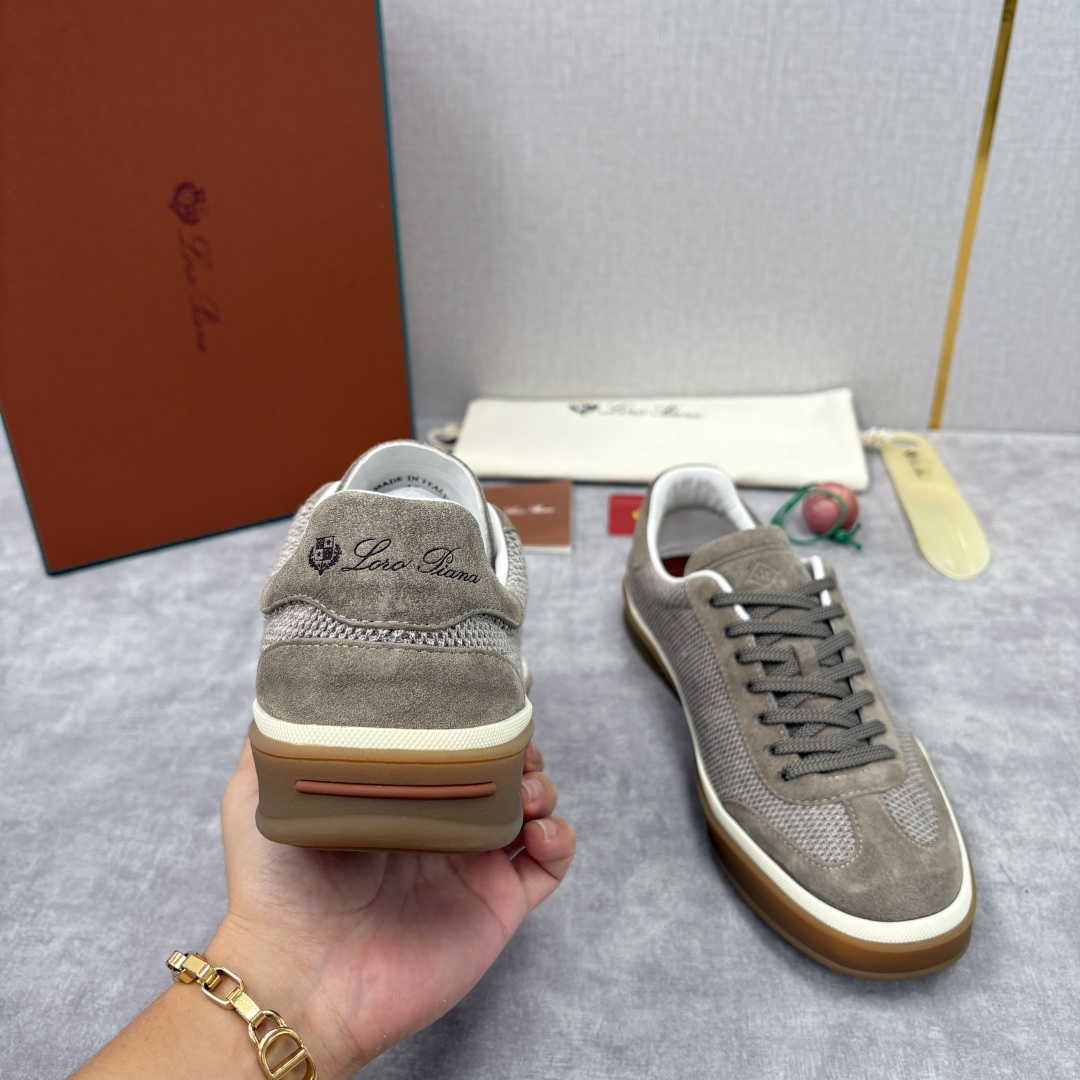 💋💍LP 家新品 LoroPian*/诺悠-翩雅 官方新款男士休闲德训鞋 牛皮拼接板鞋 奢华质感与随性格