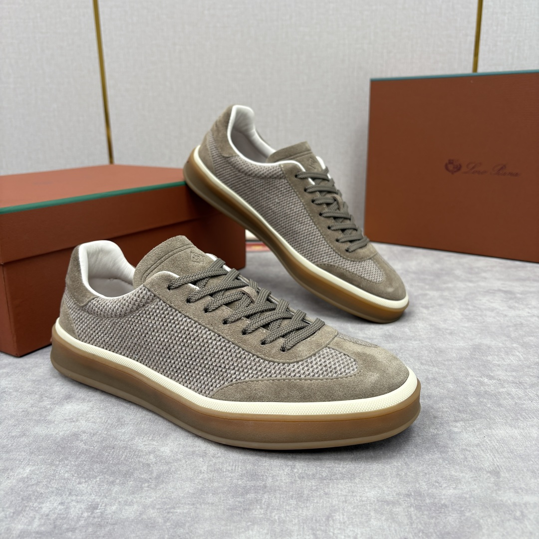 💋💍LP 家新品 LoroPian*/诺悠-翩雅 官方新款男士休闲德训鞋 牛皮拼接板鞋 奢华质感与随性格