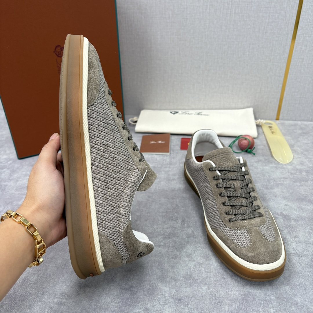 💋💍LP 家新品 LoroPian*/诺悠-翩雅 官方新款男士休闲德训鞋 牛皮拼接板鞋 奢华质感与随性格