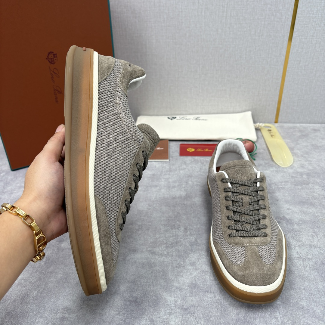 💋💍LP 家新品 LoroPian*/诺悠-翩雅 官方新款男士休闲德训鞋 牛皮拼接板鞋 奢华质感与随性格