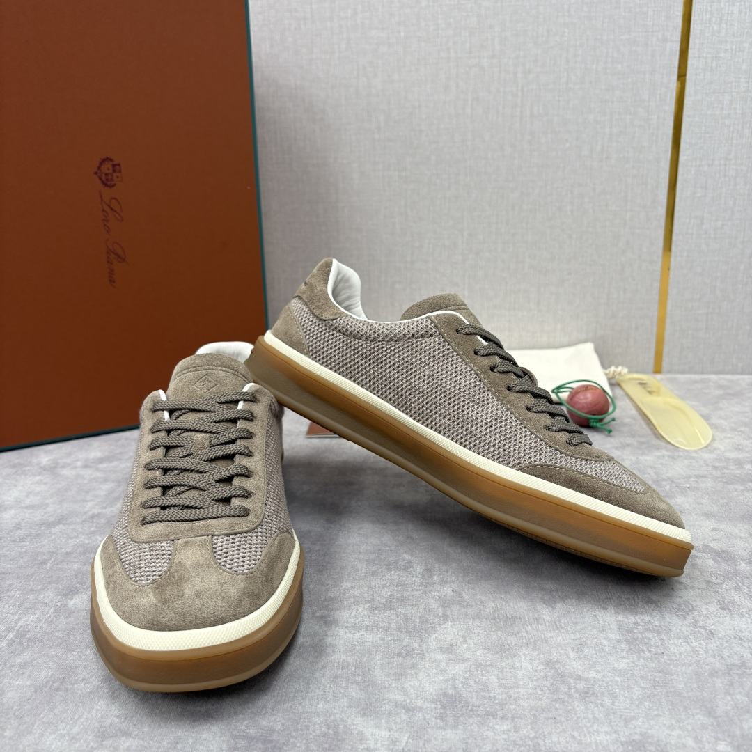 💋💍LP 家新品 LoroPian*/诺悠-翩雅 官方新款男士休闲德训鞋 牛皮拼接板鞋 奢华质感与随性格