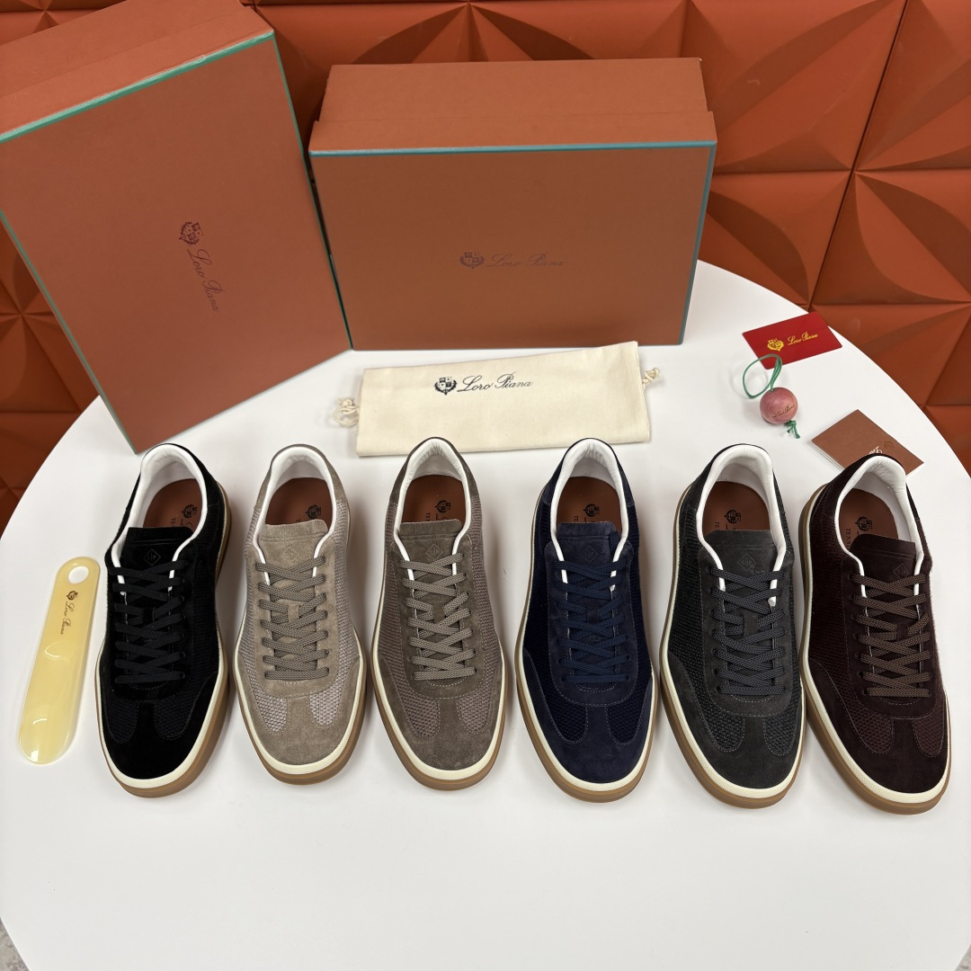 💋💍LP 家新品 LoroPian*/诺悠-翩雅 官方新款男士休闲德训鞋 牛皮拼接板鞋 奢华质感与随性格