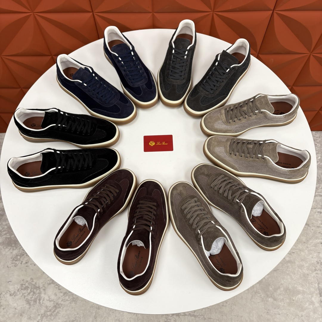 💋💍LP 家新品 LoroPian*/诺悠-翩雅 官方新款男士休闲德训鞋 牛皮拼接板鞋 奢华质感与随性格