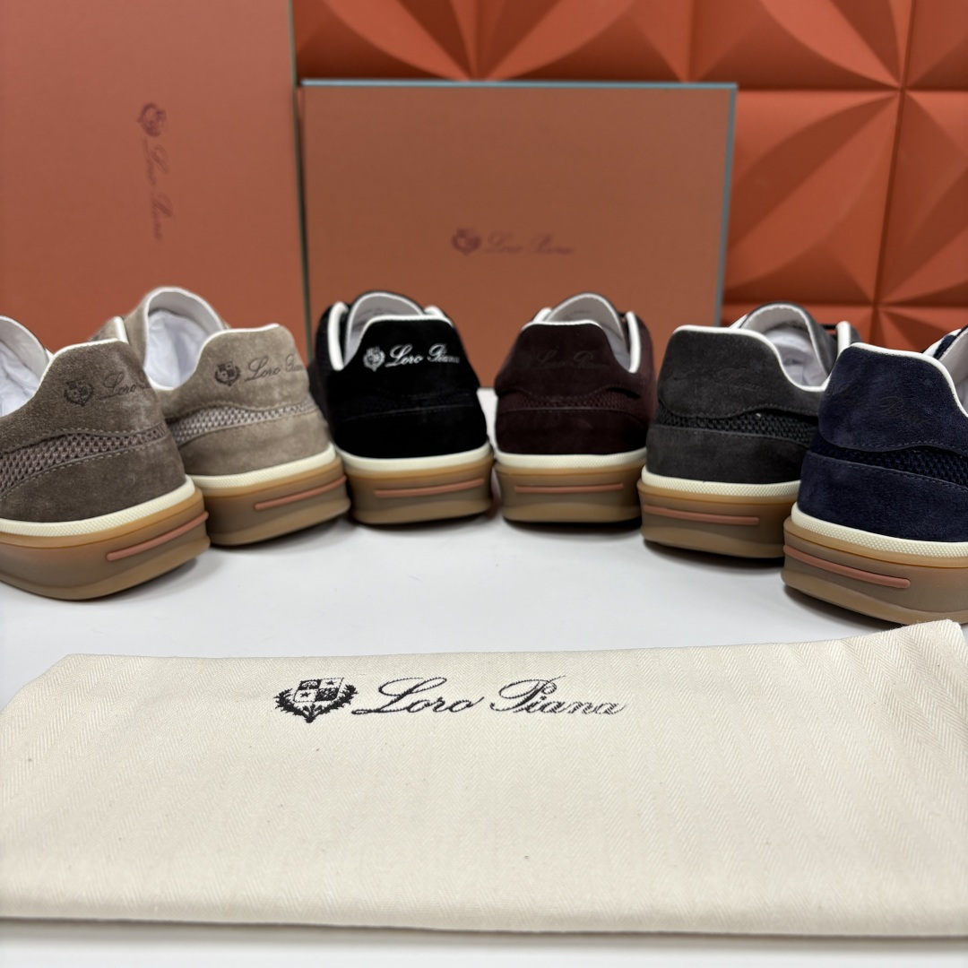 💋💍LP 家新品 LoroPian*/诺悠-翩雅 官方新款男士休闲德训鞋 牛皮拼接板鞋 奢华质感与随性格