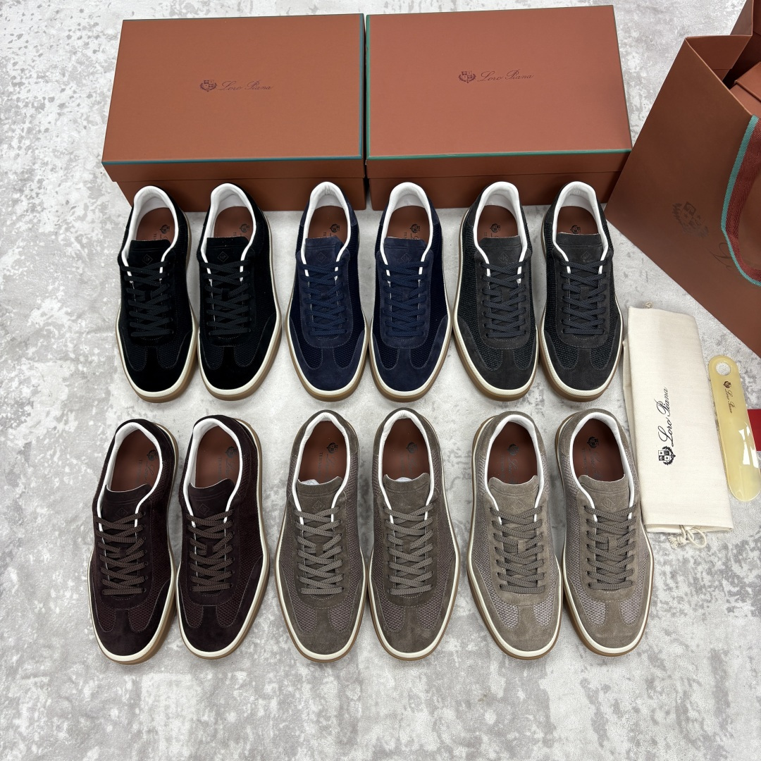 💋💍LP 家新品 LoroPian*/诺悠-翩雅 官方新款男士休闲德训鞋 牛皮拼接板鞋 奢华质感与随性格
