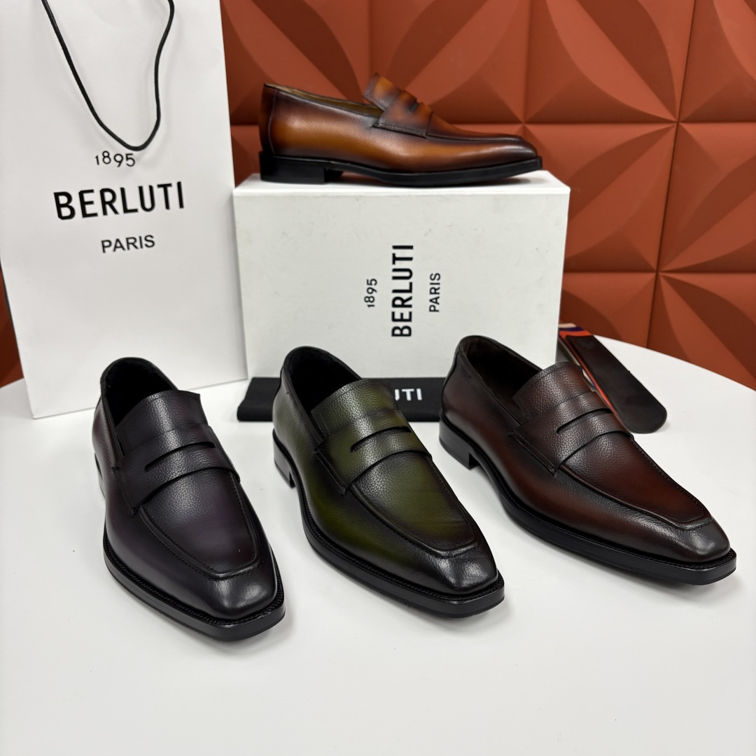 💋💍Berlut* 布鲁提 新款男士手工擦色正装鞋乐福鞋皮鞋上新🆕 以乐福鞋为载体，重新定义了“无鞋带”