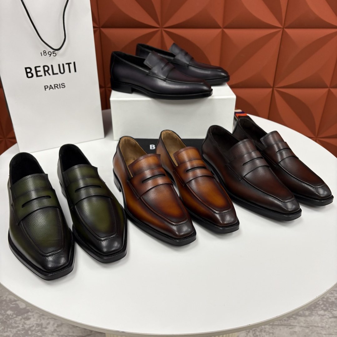 💋💍Berlut* 布鲁提 新款男士手工擦色正装鞋乐福鞋皮鞋上新🆕 以乐福鞋为载体，重新定义了“无鞋带”
