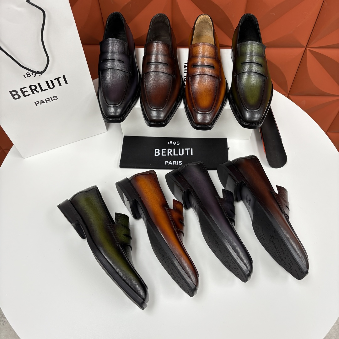 💋💍Berlut* 布鲁提 新款男士手工擦色正装鞋乐福鞋皮鞋上新🆕 以乐福鞋为载体，重新定义了“无鞋带”