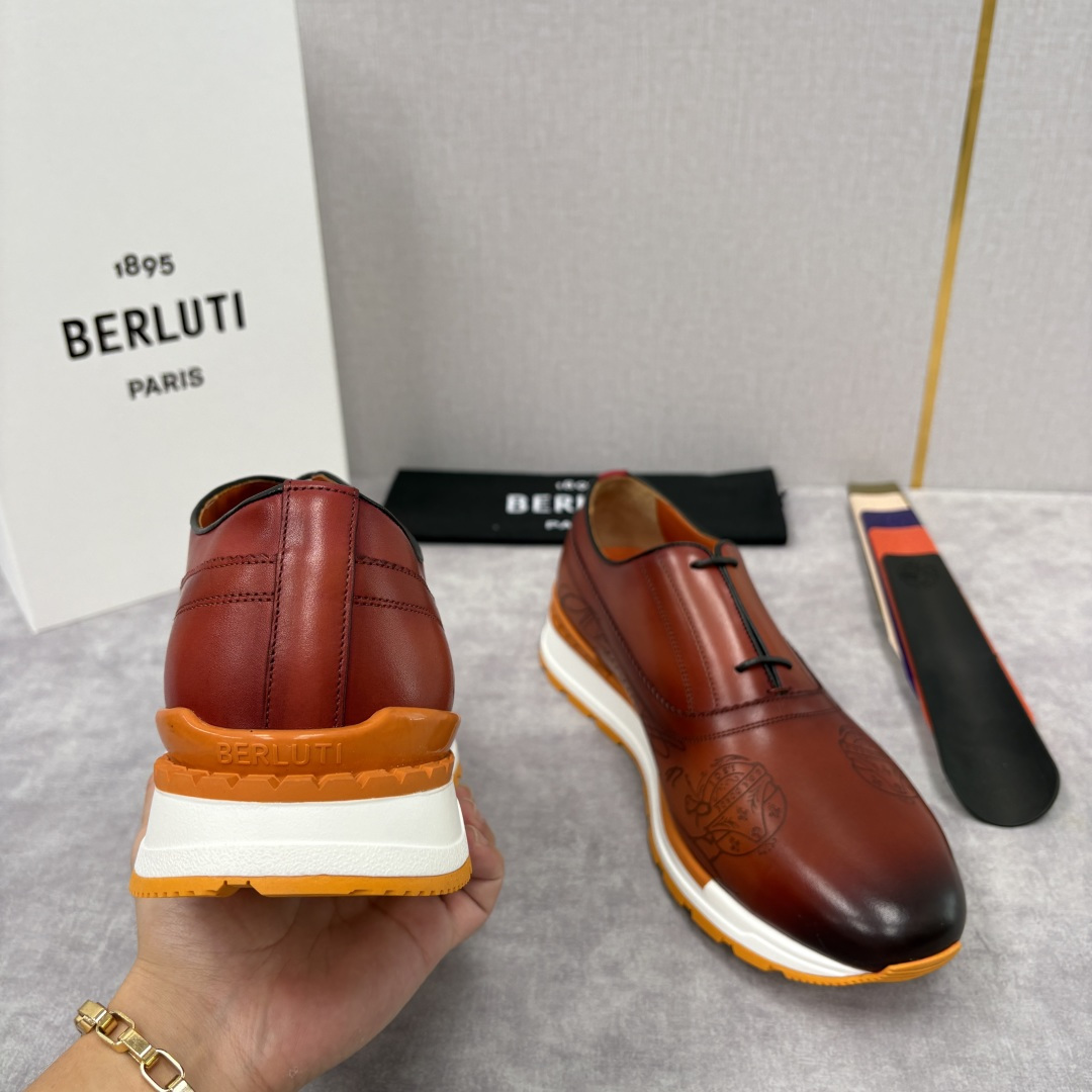 💋💍Berlut* 布鲁提 升级版第四代私模大底 Fast Track皮革运动鞋 官方 11,200 最