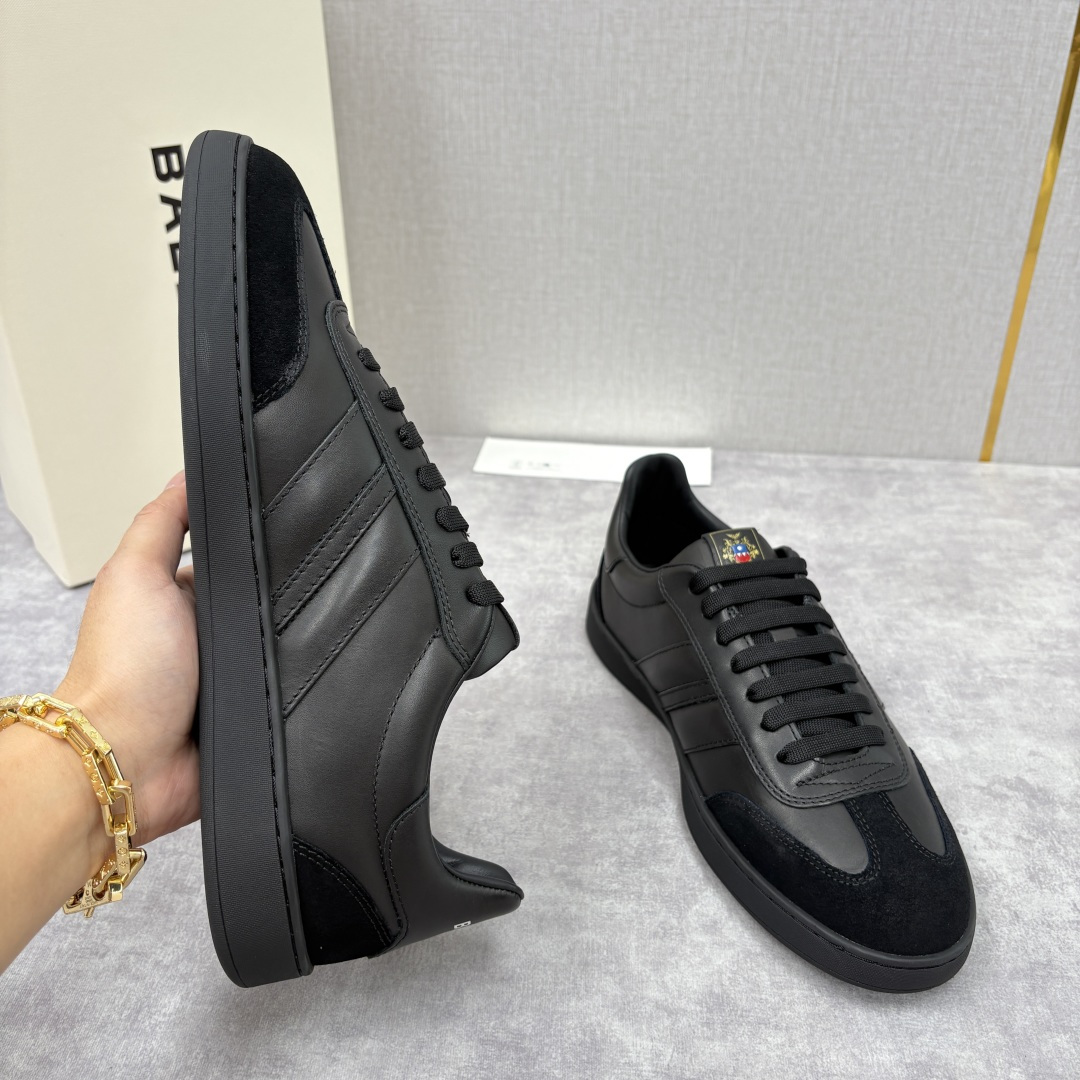 💋💍BL家新品 BAL*Y/巴-利 Crest 缎带细节男士皮革休闲运动鞋上架 奢品工艺与潮流风格的完美