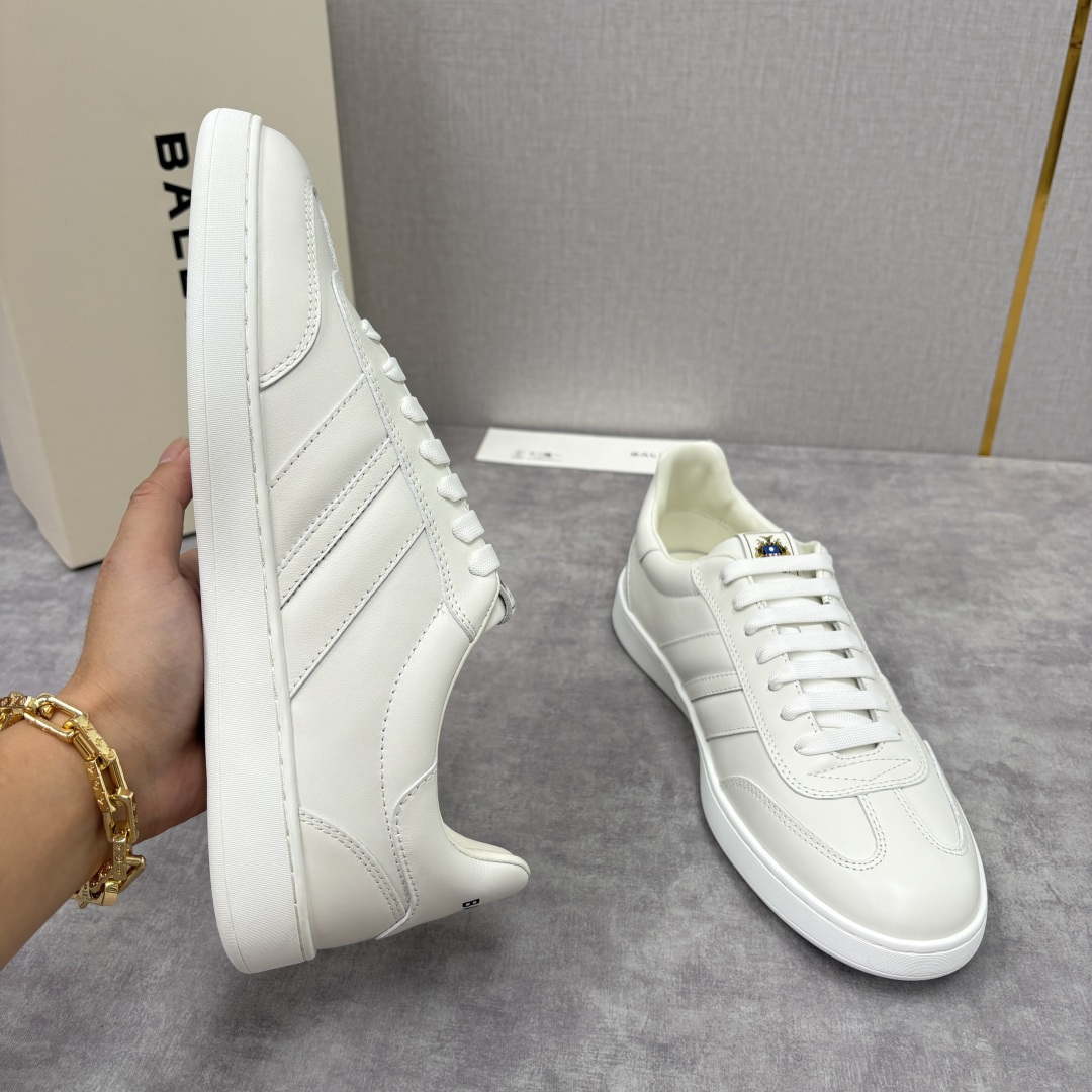 💋💍BL家新品 BAL*Y/巴-利 Crest 缎带细节男士皮革休闲运动鞋上架 奢品工艺与潮流风格的完美