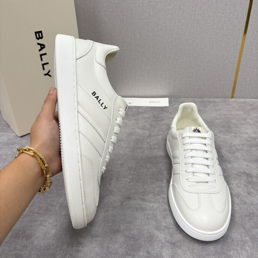 💋💍BL家新品 BAL*Y/巴-利 Crest 缎带细节男士皮革休闲运动鞋上架 奢品工艺与潮流风格的完美