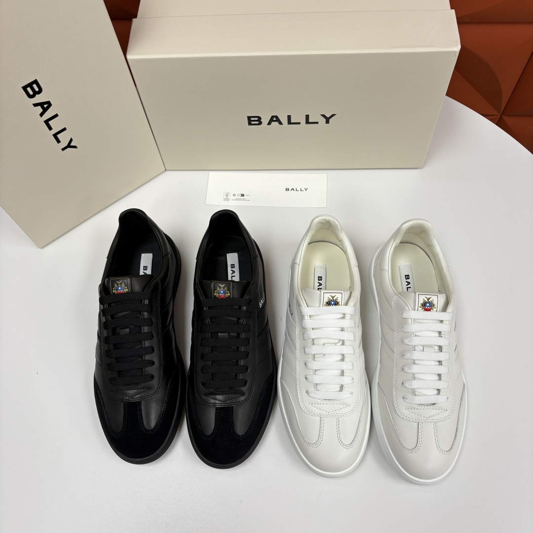 💋💍BL家新品 BAL*Y/巴-利 Crest 缎带细节男士皮革休闲运动鞋上架 奢品工艺与潮流风格的完美