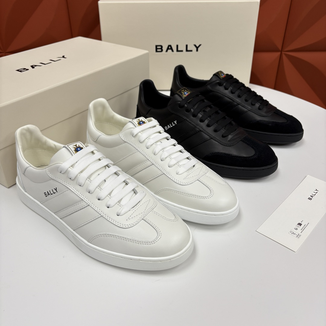 💋💍BL家新品 BAL*Y/巴-利 Crest 缎带细节男士皮革休闲运动鞋上架 奢品工艺与潮流风格的完美