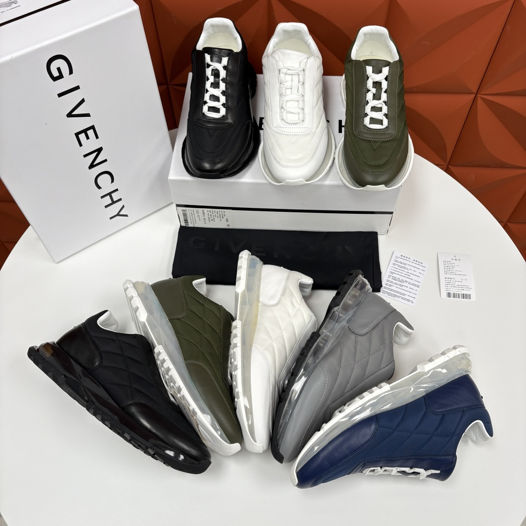 💋💍GVX 新品 Givench* 纪梵～希 Trainers 气垫绗缝运动鞋 鞋面精选优质皮革与哑光织