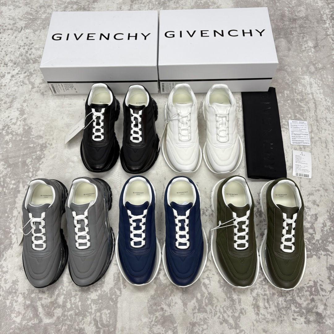 💋💍GVX 新品 Givench* 纪梵～希 Trainers 气垫绗缝运动鞋 鞋面精选优质皮革与哑光织
