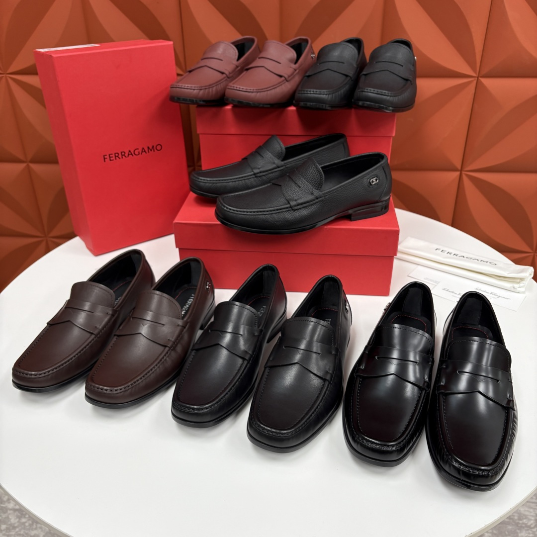 💋💍SF家 菲拉～ 新品GANCINI扣饰男士乐福鞋皮鞋 一脚蹬便鞋 官方 6700 这款牛皮乐福鞋以进