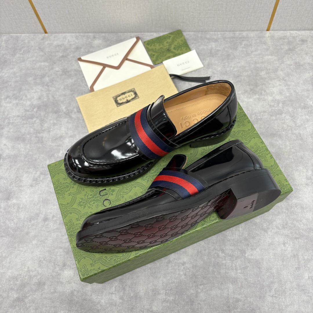 💋💍G家 GUCC* 新品男士织带乐福鞋皮鞋 经典织带系列，诠释多元时尚 采用进口开边珠亮皮/高丝光磨砂