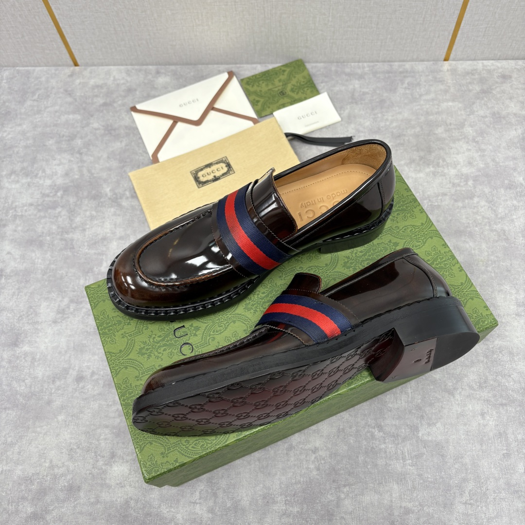 💋💍G家 GUCC* 新品男士织带乐福鞋皮鞋 经典织带系列，诠释多元时尚 采用进口开边珠亮皮/高丝光磨砂