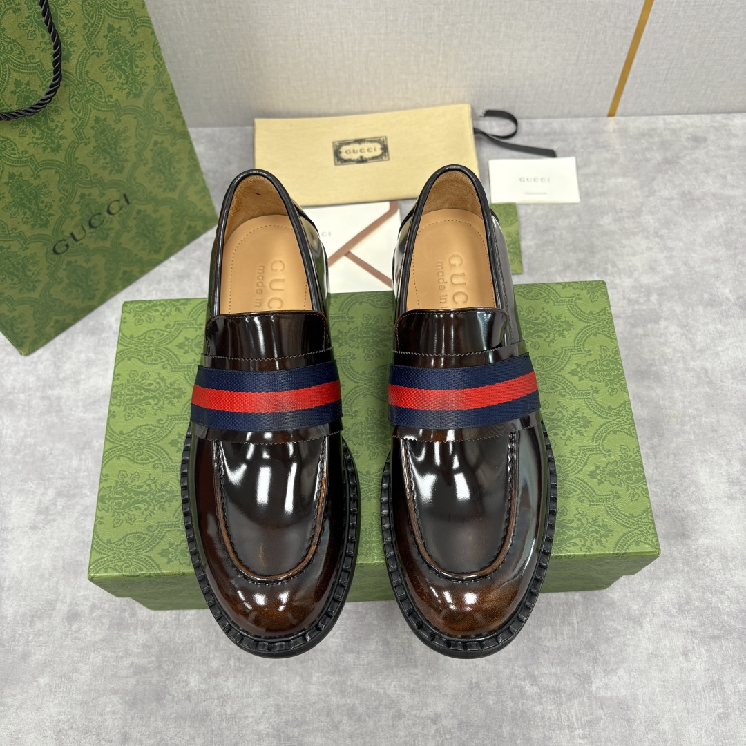 💋💍G家 GUCC* 新品男士织带乐福鞋皮鞋 经典织带系列，诠释多元时尚 采用进口开边珠亮皮/高丝光磨砂