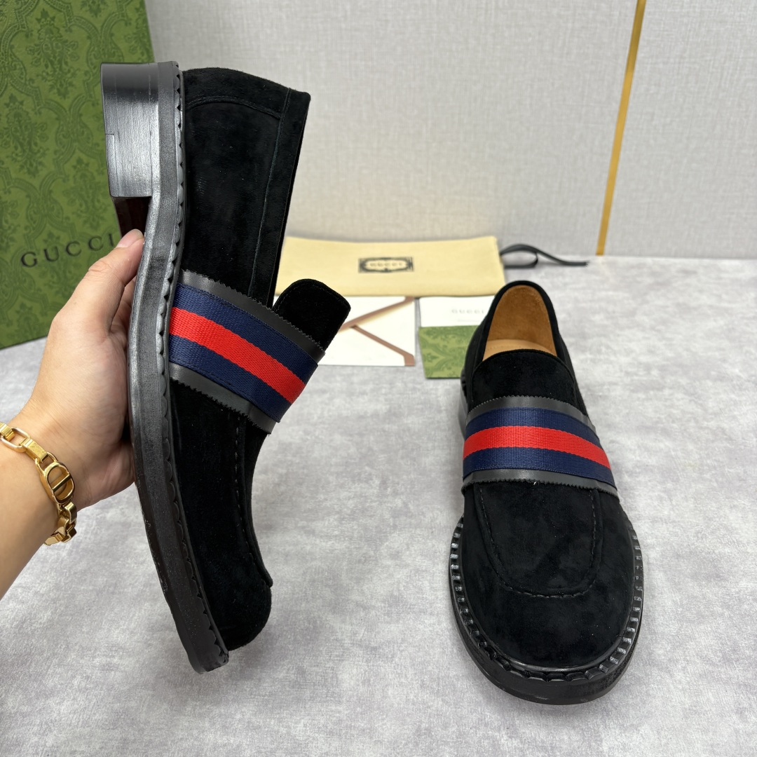 💋💍G家 GUCC* 新品男士织带乐福鞋皮鞋 经典织带系列，诠释多元时尚 采用进口开边珠亮皮/高丝光磨砂