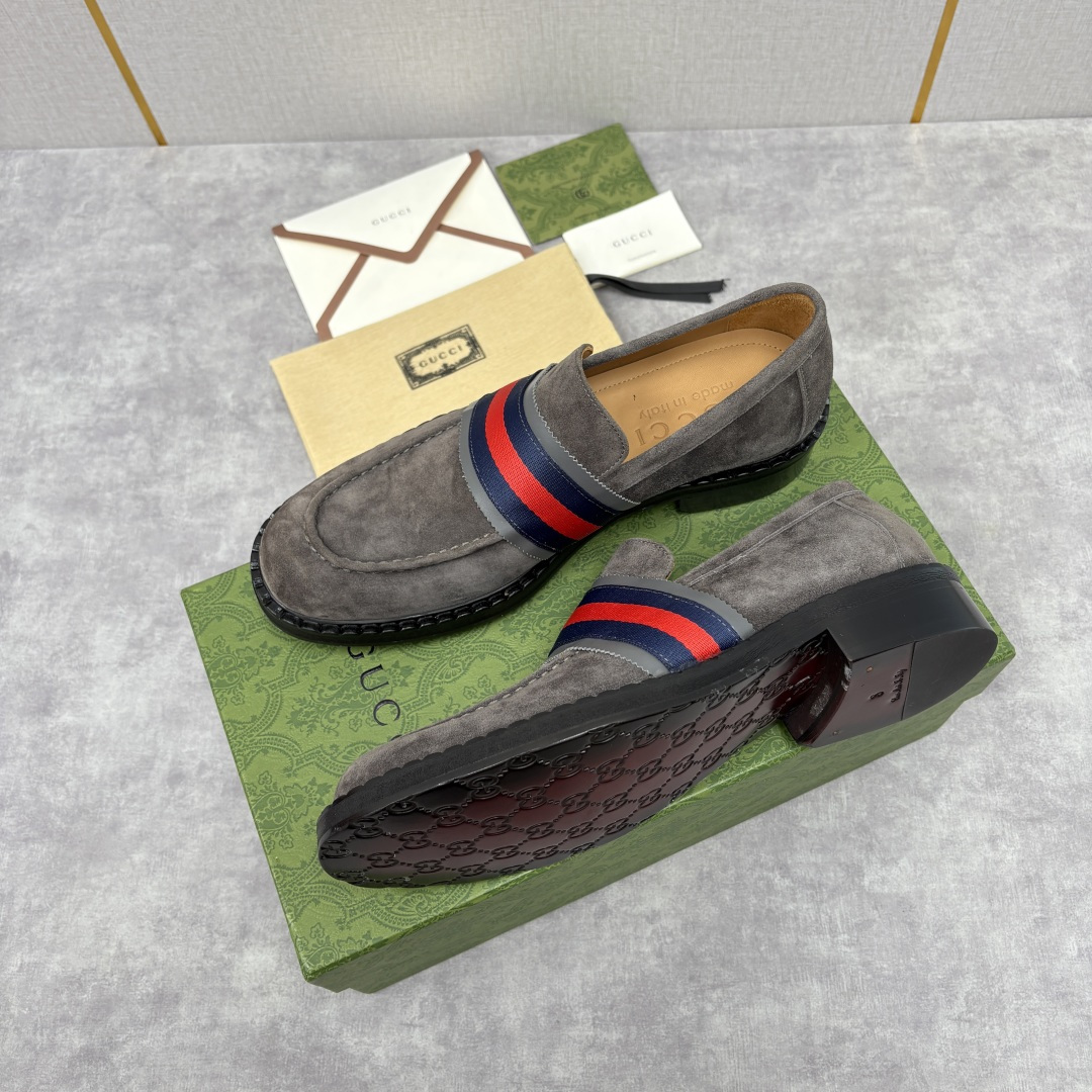 💋💍G家 GUCC* 新品男士织带乐福鞋皮鞋 经典织带系列，诠释多元时尚 采用进口开边珠亮皮/高丝光磨砂