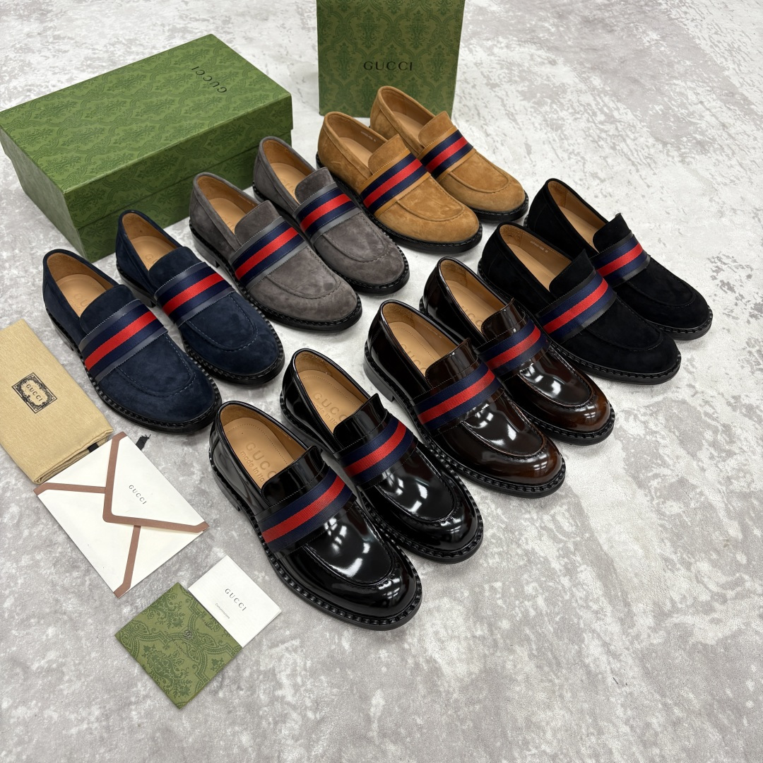 💋💍G家 GUCC* 新品男士织带乐福鞋皮鞋 经典织带系列，诠释多元时尚 采用进口开边珠亮皮/高丝光磨砂