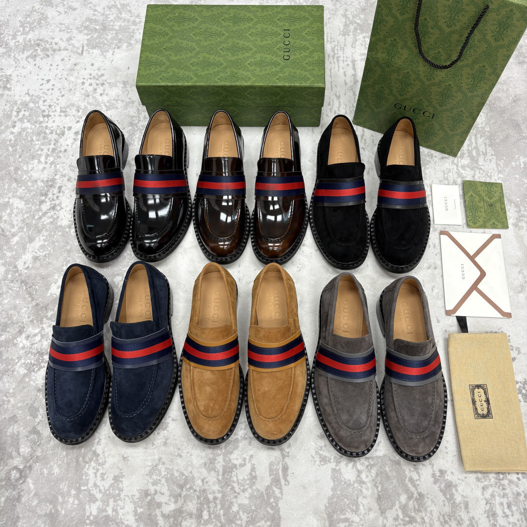 💋💍G家 GUCC* 新品男士织带乐福鞋皮鞋 经典织带系列，诠释多元时尚 采用进口开边珠亮皮/高丝光磨砂