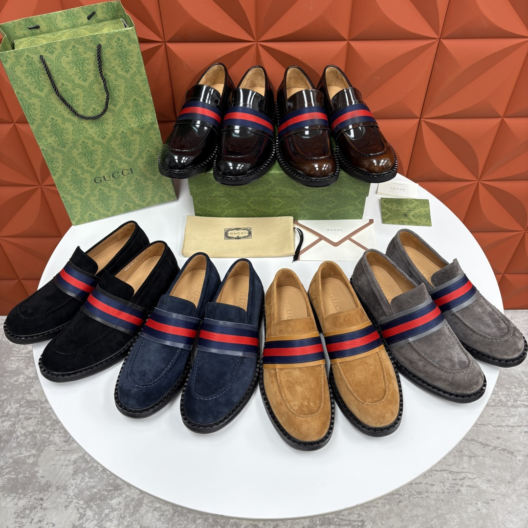 💋💍G家 GUCC* 新品男士织带乐福鞋皮鞋 经典织带系列，诠释多元时尚 采用进口开边珠亮皮/高丝光磨砂