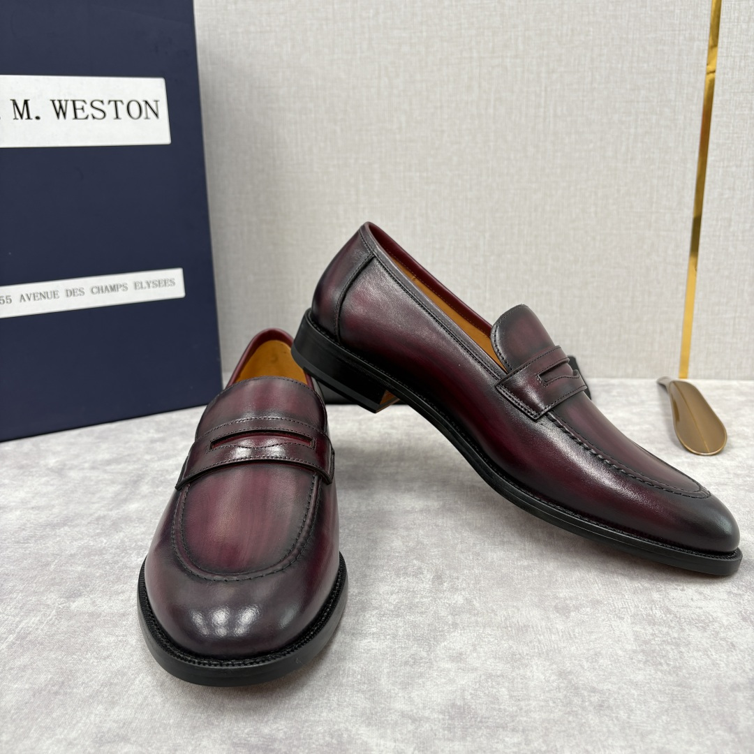 💋💍J.M.Westo*n 威士-顿 男士乐福鞋正装鞋皮鞋 法国顶级皮鞋品牌。精选意大利顶级小牛皮/高丝