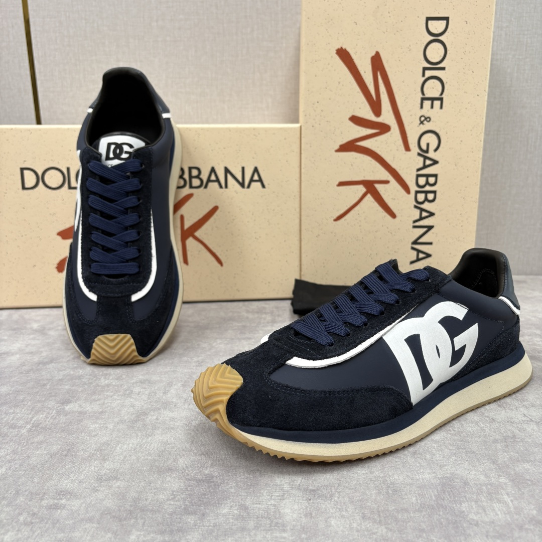 💋💍DG 家新品 Dolce &Gabban* 杜嘉～班纳 Cushion 牛皮拼接撞色休闲运动鞋 官方