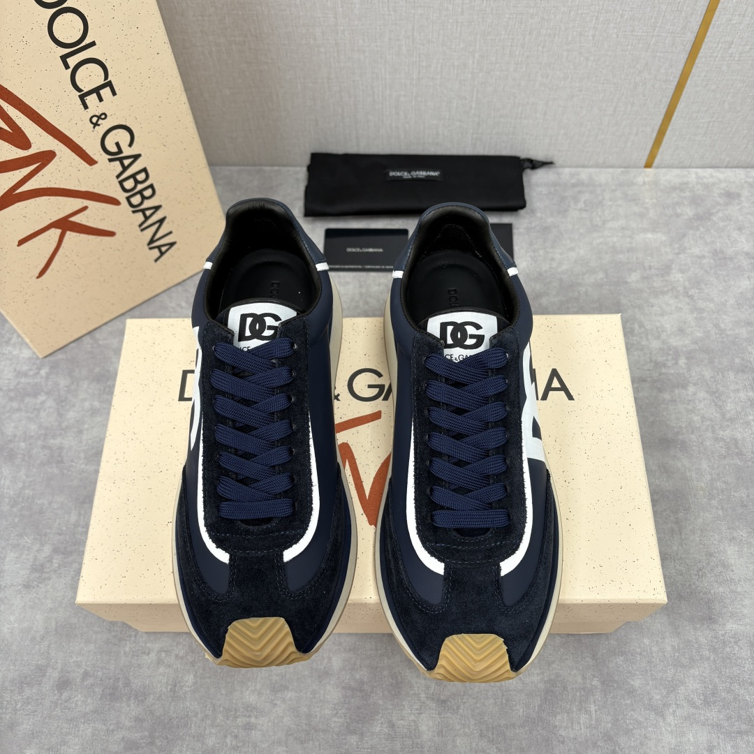 💋💍DG 家新品 Dolce &Gabban* 杜嘉～班纳 Cushion 牛皮拼接撞色休闲运动鞋 官方