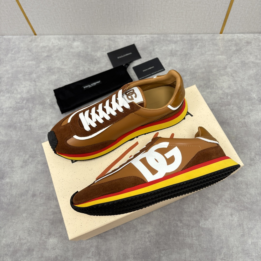 💋💍DG 家新品 Dolce &Gabban* 杜嘉～班纳 Cushion 牛皮拼接撞色休闲运动鞋 官方