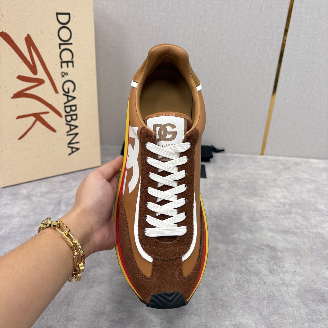 💋💍DG 家新品 Dolce &Gabban* 杜嘉～班纳 Cushion 牛皮拼接撞色休闲运动鞋 官方