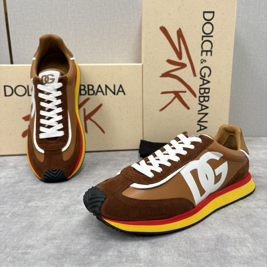 💋💍DG 家新品 Dolce &Gabban* 杜嘉～班纳 Cushion 牛皮拼接撞色休闲运动鞋 官方