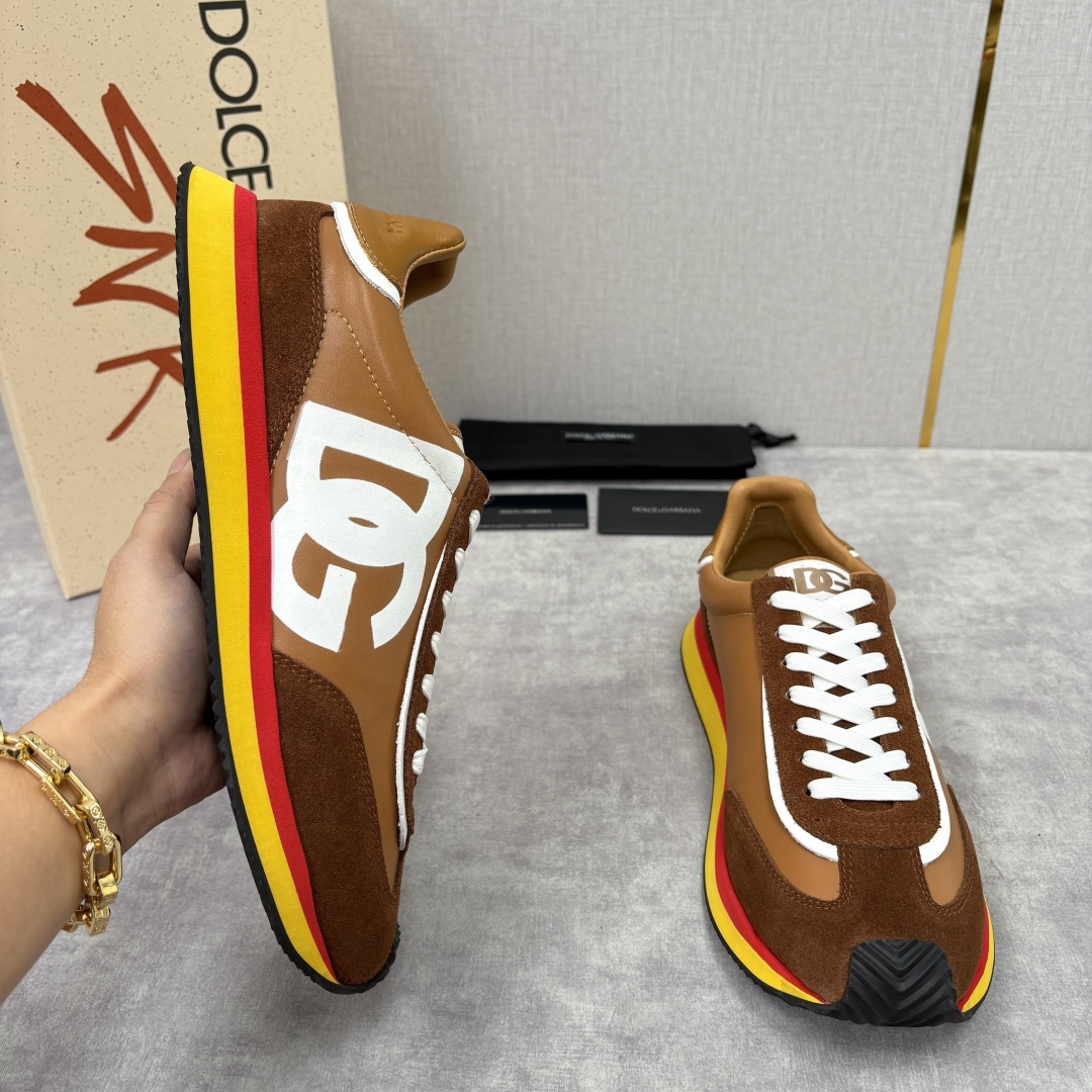 💋💍DG 家新品 Dolce &Gabban* 杜嘉～班纳 Cushion 牛皮拼接撞色休闲运动鞋 官方