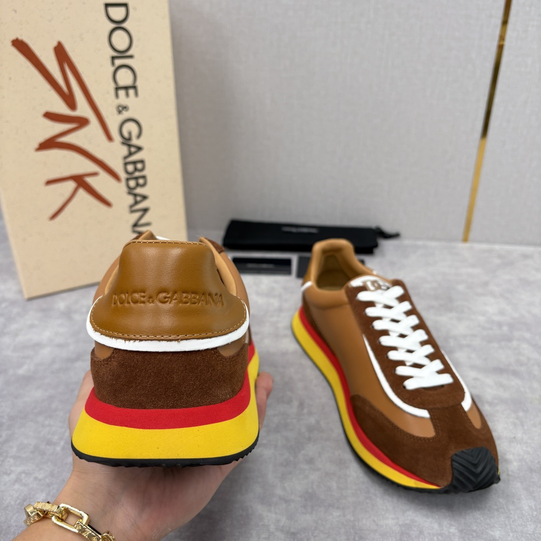 💋💍DG 家新品 Dolce &Gabban* 杜嘉～班纳 Cushion 牛皮拼接撞色休闲运动鞋 官方