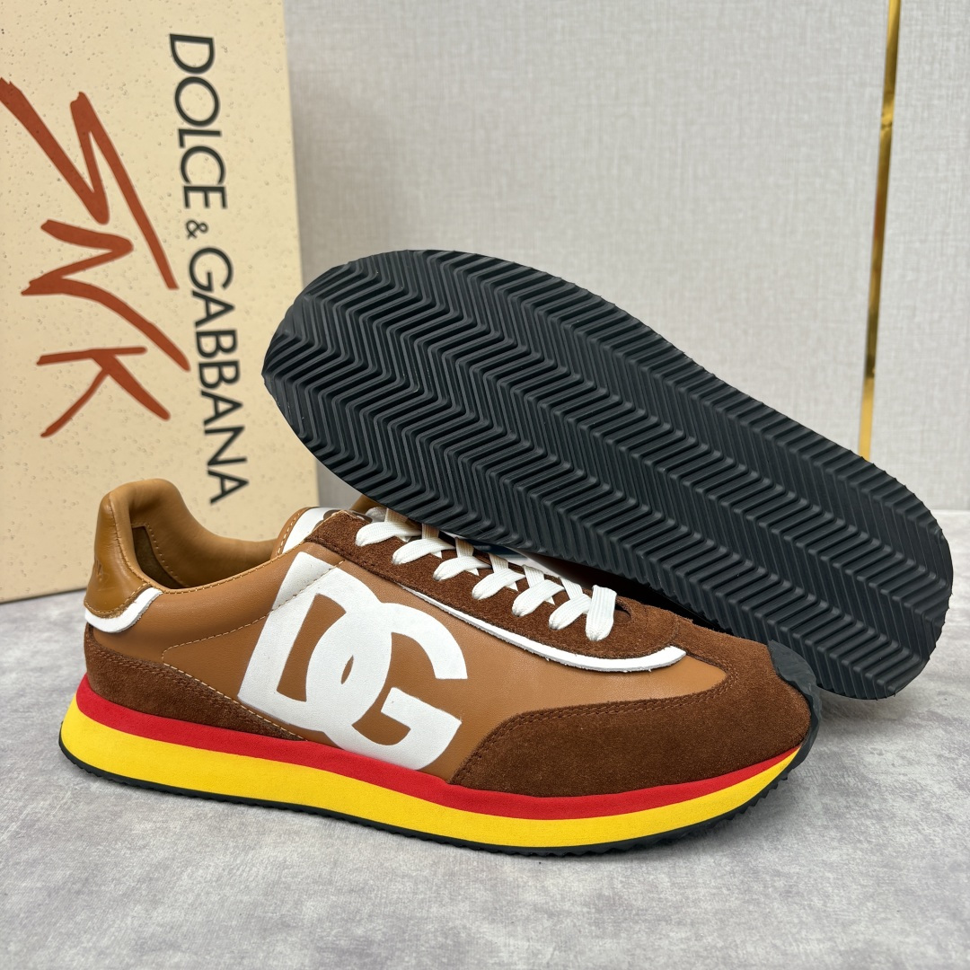 💋💍DG 家新品 Dolce &Gabban* 杜嘉～班纳 Cushion 牛皮拼接撞色休闲运动鞋 官方